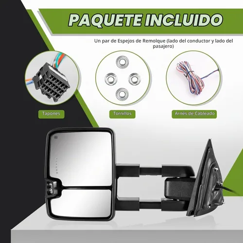Vista 9 de Espejos de remolque para Chevy Silverado/GMC Sierra 1500 (2014 2015 2016 2017 2018), 2500HD 3500HD (2015 2016 2017 2018 2019) Señal de giro/Luces