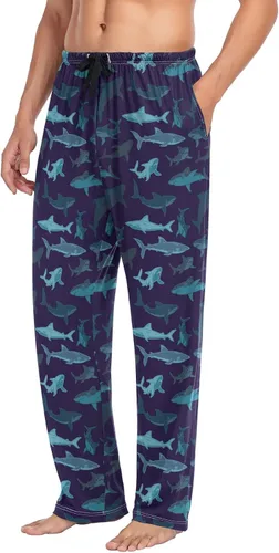 Vista 4 de Pantalones de pijama de cuadros blancos y negros para hombre, pantalones de descanso separados suaves para hombres
