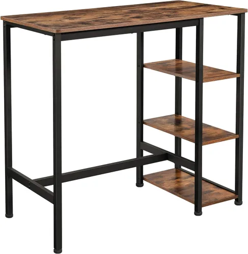 Vista 10 de VASAGLE ULBT101K01 - Mesa de bar, mesa estrecha y larga de cocina y comedor con estación de carga, marco de metal resistente, diseño industrial