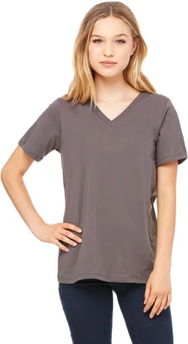 Vista 30 de Camiseta cuello en V relajada de BELLA + CANVAS Asfalto