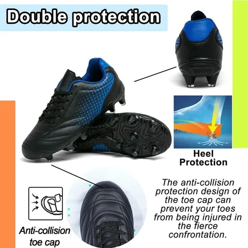 Vista 3 de LIZRHA Zapatos de fútbol para niños y niñas, tacos de fútbol para niños y niñas, zapatos de fútbol atléticos para exteriores, zapatos de fútbol