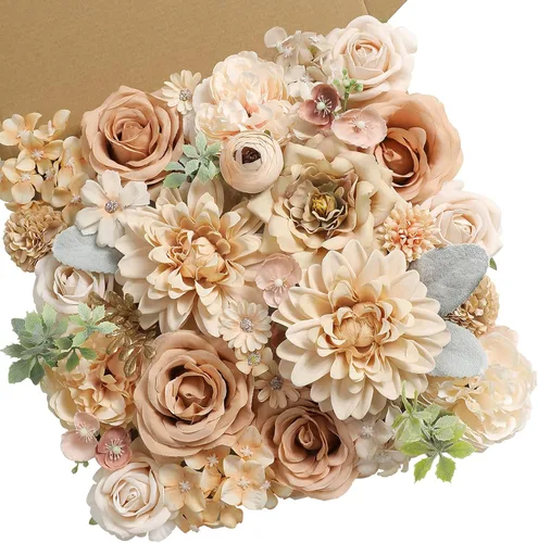 Vista 14 de Serra Flora Caja Combo de Flores Artificiales para Ramos de Boda DIY, Centros de Mesa, Arreglos, Despedida de Soltera, Fiesta, Decoraciones