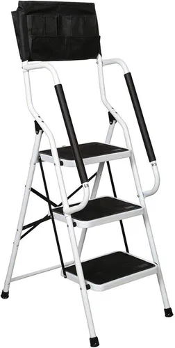Vista 13 de Wiberwi 3 Step Ladder Folding Step Stool for Adults with Top Handrail 330 Lbs Capacity, Lightweight & Portable Step 3 Stool Ladders with Wide Pedal