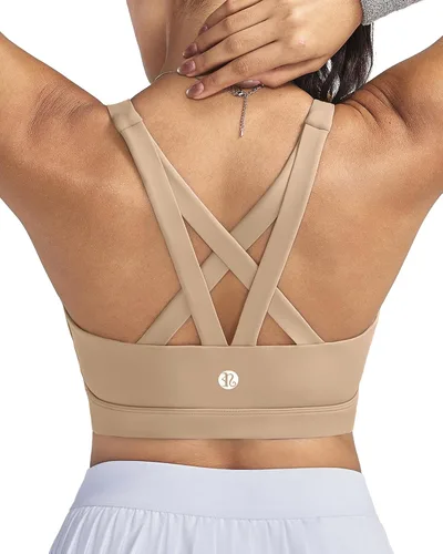 Vista 35 de RUNNING GIRL - Sujetadores deportivos para mujer, sujetadores deportivos con tiras acolchadas y espalda cruzada de apoyo medio con copas extraíbles