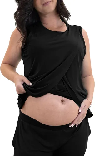 Vista 4 de Kindred Bravely - Pijamas con dobladillo de tulipán de maternidad y lactancia Conjunto de pijama de enfermería
