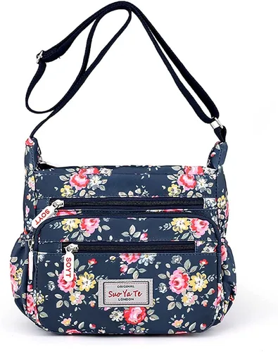 Vista 6 de H HIKKER-LINK Bolso cruzado floral con múltiples bolsillos para mujer, ligero, de viaje