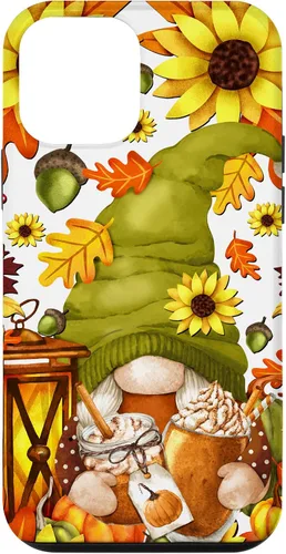 Vista 15 de iPhone 15 Hello Fall Gnomo para mujer, diseño de hojas de otoño, diseño de calabaza