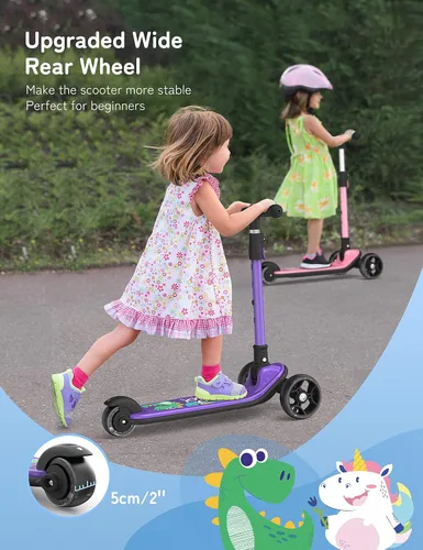 Vista 8 de besrey Patinete para niños de 2 a 10 años, scooter de 3 ruedas para niños con altura ajustable, scooter plegable para niños con ruedas de luz LED