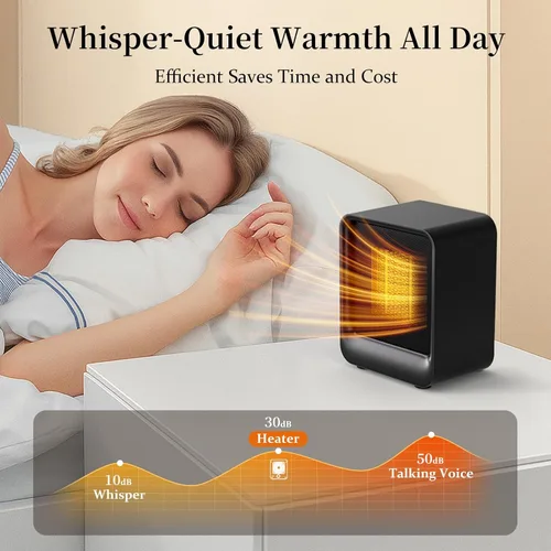 Vista 6 de Lerat Calentador de Espacio, Calentador Mini Portátil para Uso en Interiores, 500W, Calentamiento Rápido, Calentador de Escritorio Pequeño