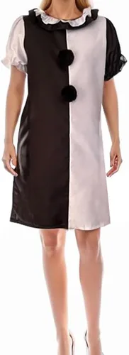 Vista 5 de QENUIA Disfraz de terror para mujer, disfraz de payaso asesino, vestido para adolescentes, adultos, mujeres, trajes de Halloween