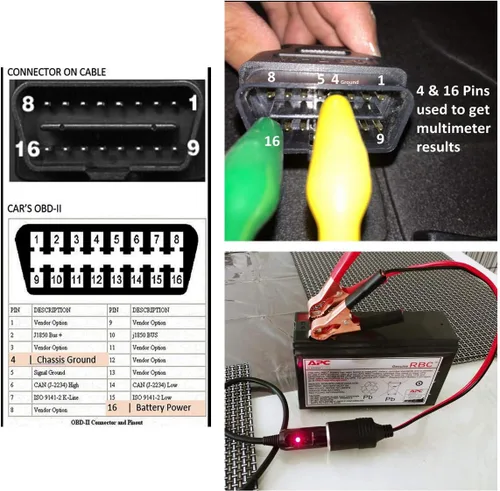 Vista 7 de OBD II - Cable de alimentación de emergencia para vehículo ECU, cable de diagnóstico para automóvil, ahorro de memoria (9.8 ft) con clip