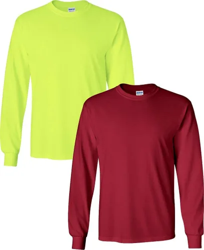 Vista 25 de Gildan - Camiseta de algodón y de manga larga para hombre, modelo G2400 (1) verde irlandés + (1) negro