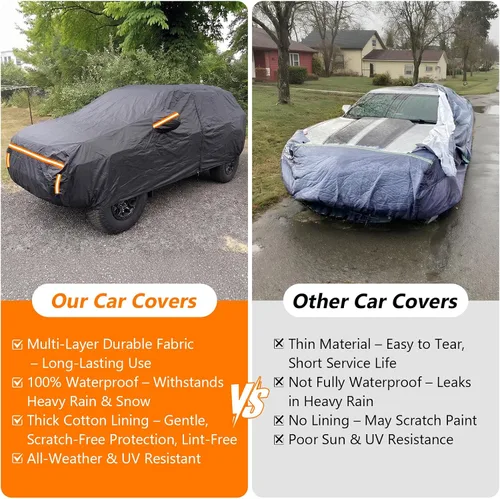 Vista 8 de Funda de coche para Toyota RAV4 2012-2025 XA30 XA40 XA50 impermeable forro de algodón PEVA cubierta exterior resistente al viento protección UV