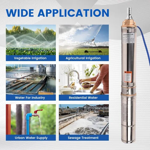 Vista 7 de Bomba sumergible de pozo profundo 1HP, 28GPM 262FT, IP68 impermeable para uso industrial, riego, hogar, 5.2 pulgadas