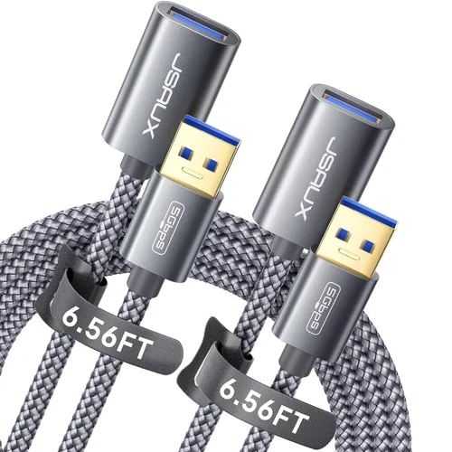 Vista 8 de JSAUX Cable de extensión USB 3.0 de 1.6 ft, cable de extensión USB A macho a hembra, material trenzado duradero, transferencia de datos rápida