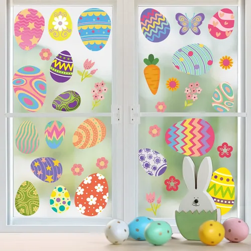 Vista 8 de Decoraciones patrióticas para ventanas del 4 de julio, 9 hojas de calcomanías de ventana de bandera estadounidense para ventanas de vidrio