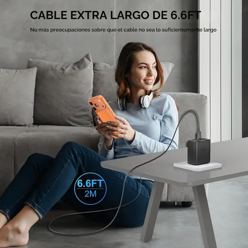 Vista 7 de Cargador para teléfono 17 16 Pro Max de carga rápida, 45 W USB C Phone 17 16 Bloque de carga súper rápido con cable de carga tipo C de 6.6 pies