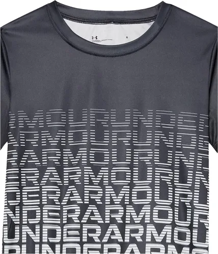Vista 3 de Under Armour - Camiseta de manga corta para niño, cuello redondo, ligera y transpirable, Negro Gradient