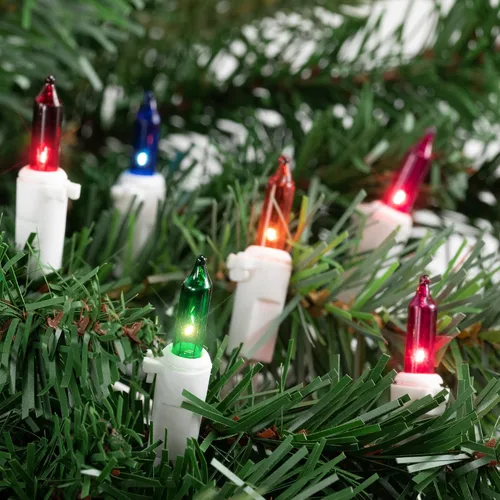 Vista 2 de Northlight Mini luces incandescentes de Navidad, multicolor, cable blanco de 4 pies, 20