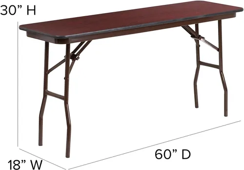 Vista 3 de Flash Furniture Frankie - Mesa de entrenamiento plegable de melamina de caoba de 5 pies