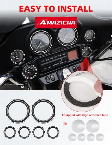 Vista 5 de Amazicha Cubiertas de Biseles de Medidor de Explosión de 2", Cubiertas de Velocímetro Tacómetro de 4", Kit de Moldura de Biseles Compatible