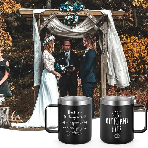 Vista 3 de LiqCool Officiant Gift, Best Officiant Ever - Taza de café aislada, 12 onzas, color negro