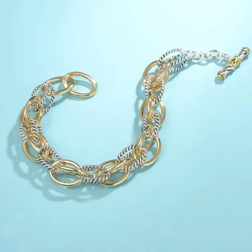 Vista 2 de UNY JEWEL Pulsera de cadena de eslabones trenzados de fusión de lujo para mujer, joyería atemporal, elegancia súper brillante