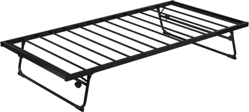 Vista 9 de Sofá cama doble de metal con nido desplegable ajustable, marco de acero resistente, soporte de listones de metal, sin necesidad de somier, cama