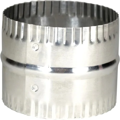 Vista 2 de Deflecto Conector de conducto de 4", aluminio con cuentas y engarzado, plata, 3" de largo (DAC4C)