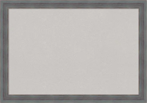 Vista 17 de Amanti Art Grey Cork Board for Wall, 14x20 Vision Board with Blue Wood Frame, Small Corkboard Office Decor for Home Organization, Country Rustic