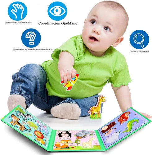 Vista 5 de Rompecabezas magnéticos para niños de 1 a 3 años, rompecabezas de viaje para niños de 2 a 4 años, juguete de actividades con animales para niños
