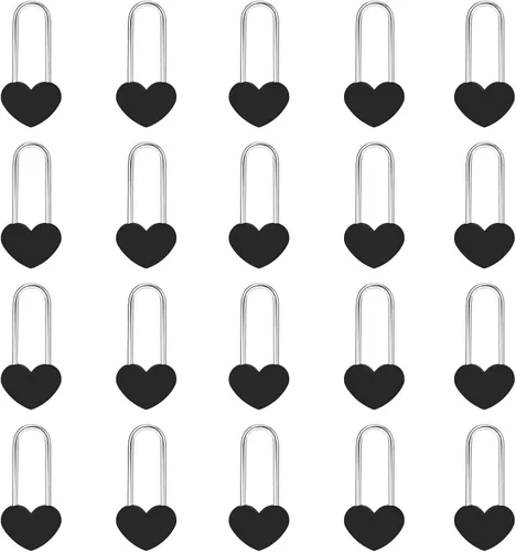 Vista 53 de Candado de amor VeYocilk de 3.5" 50mm en forma de corazón, candado de corazón negro para deseos de amor, ideal para bodas, San Valentín