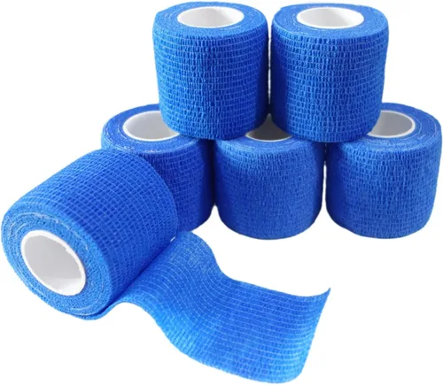 Vista 23 de Paquete de 6 vendajes autoadhesivos de 1 pulgada x 5 yardas, transpirable, cohesivo para mascotas, cinta elástica autoadhesiva para deportes, Negro