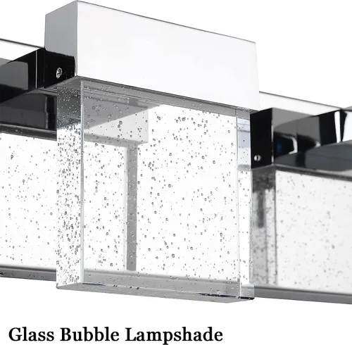 Vista 6 de Luces de tocador de burbujas, 3 luces cromadas modernas de cristal para baño, 6000 K