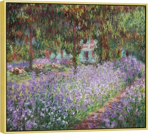 Vista 10 de Wieco Art Lienzo enmarcado para pared, diseño de lirios en el jardín de Monet, 1900 por Claude Monet, impresionismo, arte impreso, obra de arte
