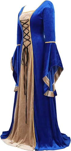 Vista 2 de Haorugut - Vestido renacentista para mujer, vestido medieval, traje renacentista de hada