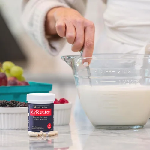 Vista 8 de Probiótico MyReuteri 10 mil millones de UFC – Fuerza Fundacional L. reuteri LRDR + FOS Prebiótico – por el Dr. William Davis – Hace un superalimento