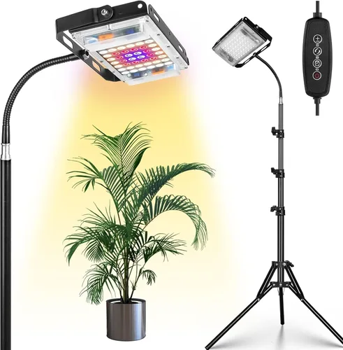 Vista 10 de LBW Luz de cultivo para plantas de interior, luz LED de escritorio de espectro completo, lámpara de cultivo pequeña con temporizador de 4 H/8H/12H