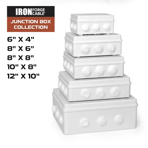 Vista 9 de Iron Forge Cable Caja eléctrica para exteriores, 8 "x 6.2"x 3.2" pulgadas caja de conexiones blanca con accesorios, caja impermeable perforable