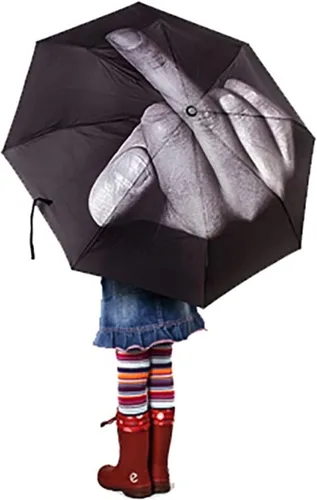 Vista 2 de YINGHUA Paraguas de lluvia vertical para hombre y mujer, diseño divertido, paraguas plegable con diseño soleado y lluvia, paraguas de personalidad