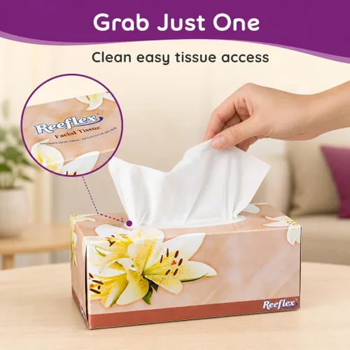 Vista 2 de Reeflex Pañuelos faciales, tejido facial suave de 2 capas, 3 cajas, 230 hojas por caja (690 hojas en total), cajas de pañuelos suaves y duraderas a