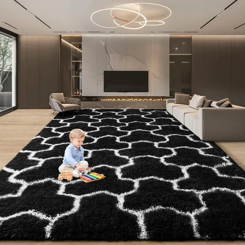 Vista 71 de EVOIONOS Alfombra Redonda Negra para Dormitorio, 4x4 Pies Alfombra de Área Circular Suave y Esponjosa para Sala de Estar, Alfombra Circular de Felpa