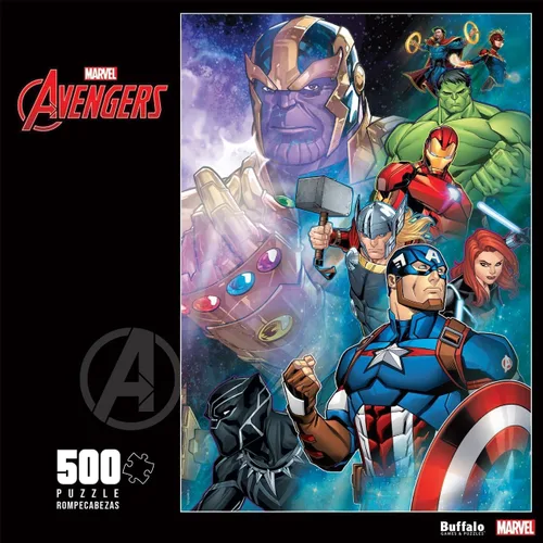 Vista 3 de Buffalo Games Marvel Thanos vs. The Avengers - Rompecabezas de 500 piezas, 21.25 x 15 pulgadas, multicolor, rectangular, póster a todo