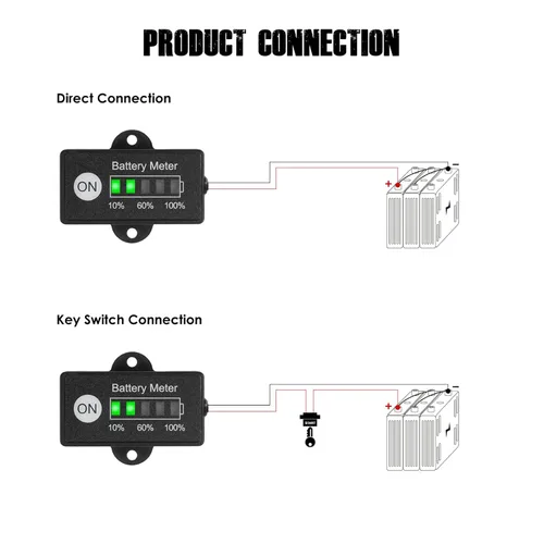 Vista 3 de Medidor de nivel de batería de plomo ácido de 12 V y 24 V para carrito de golf, monitor de capacidad de batería LED para Club Car Star Carretilla