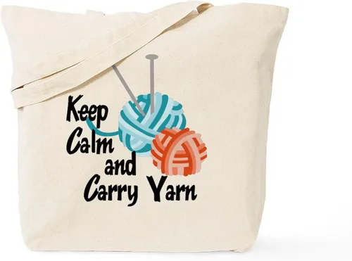 Vista 14 de CafePress Distracted by Yarn - Bolsa de compras de lona beige natural reutilizable