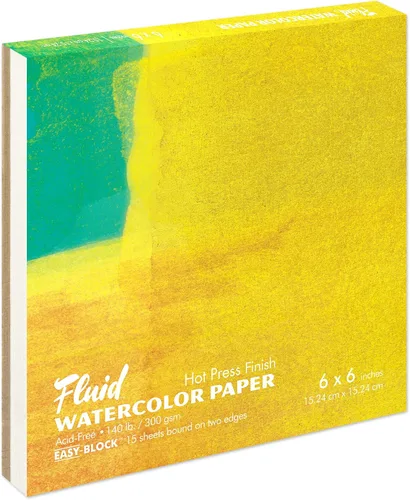 Vista 10 de Fluid Artist Bloque de acuarela, 140 libras (300 GSM) bloc de papel de prensa en caliente para pintura de acuarela y medios húmedos