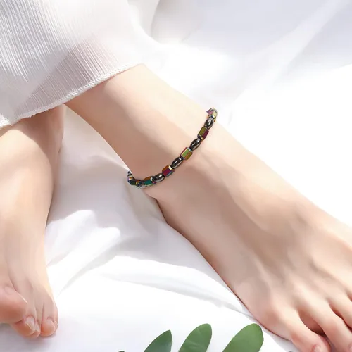 Vista 8 de Emibele Pulsera de desintoxicación linfática delgada para mujer, cuentas de hematita, obsidiana, antihinchazón, estiramiento para aliviar