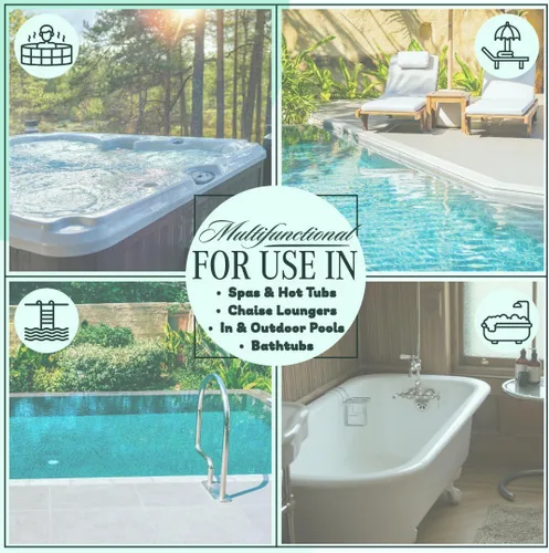 Vista 2 de Almohada de spa universal beige Poolzilla, (1 paquete) hecha de espuma suave para bañeras de hidromasaje al aire libre y tumbonas - Reposacabezas