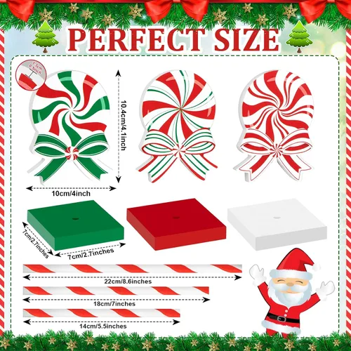 Vista 3 de Juego de 3 piezas de decoración de mesa de Navidad, dulces de madera, decoración de bandeja escalonada de Navidad roja, decoración rústica de mesa