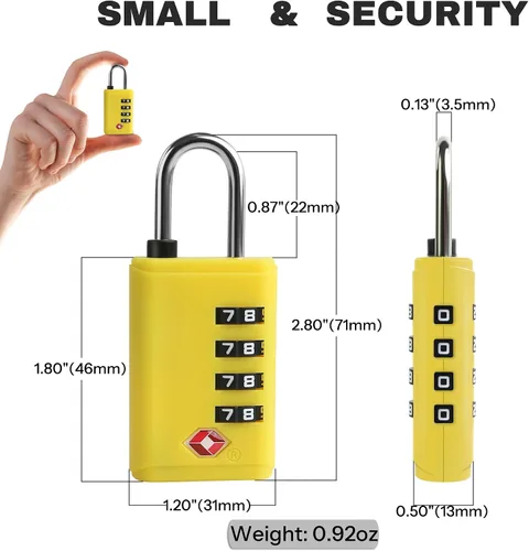 Vista 3 de Cerraduras de equipaje de viaje aprobadas por la TSA, candado de combinación con indicador de alerta abierto para accesorios de viaje, cerradura
